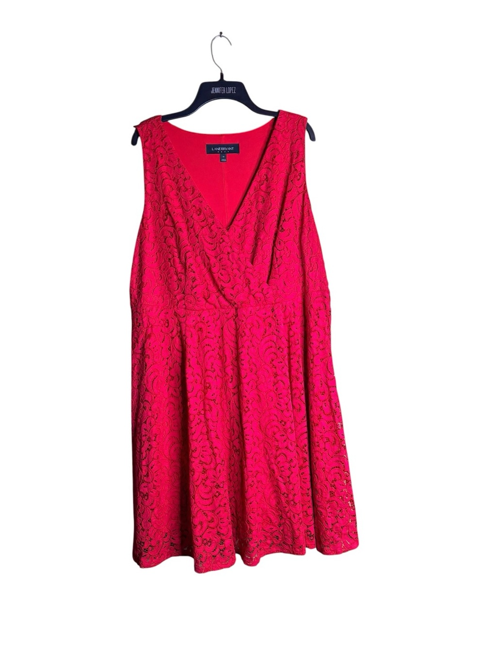Lane Bryant Size 20 Red Lace Fit & Flare Midi Dress Plus Size Formal